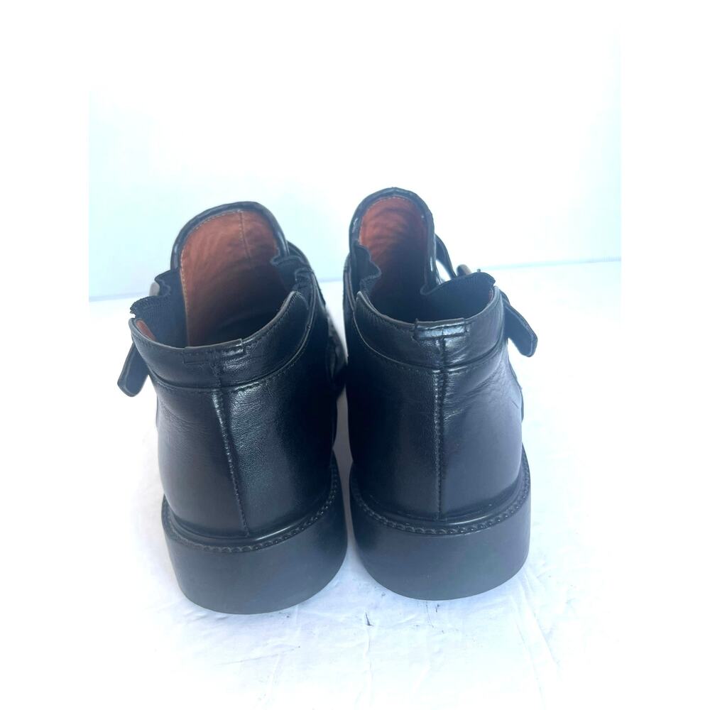 Massaro Paris Vintage Boots Women 9.5 Black‎ Excellent Woven Leather Ankle Strap - Picture 6 of 11